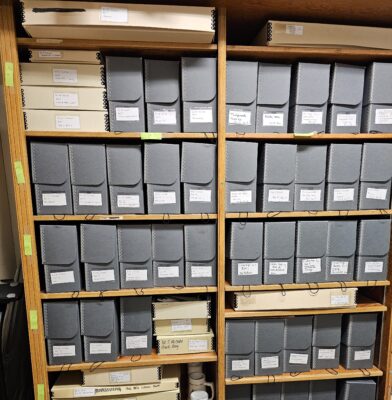 Photo of archive room with boxes